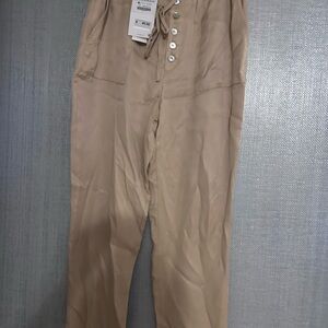 Zara Women's Tan Satin Effect Pants